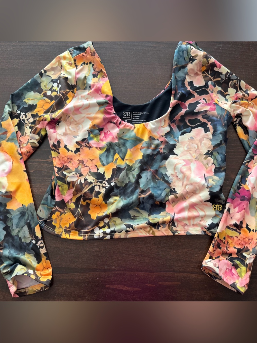 Albion Floral Long-Sleeve Swim Crop Top